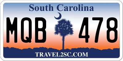 SC license plate MQB478