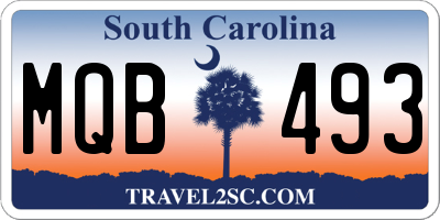SC license plate MQB493