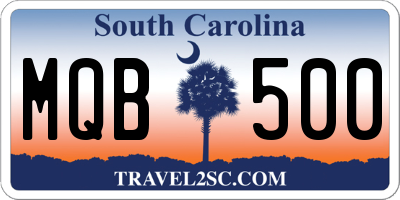 SC license plate MQB500