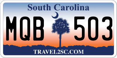 SC license plate MQB503