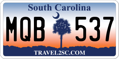 SC license plate MQB537