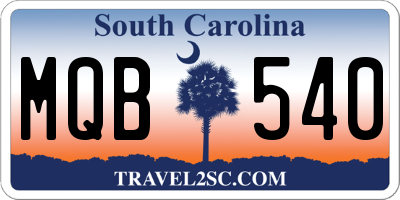 SC license plate MQB540