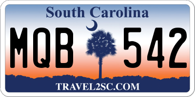 SC license plate MQB542