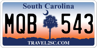SC license plate MQB543
