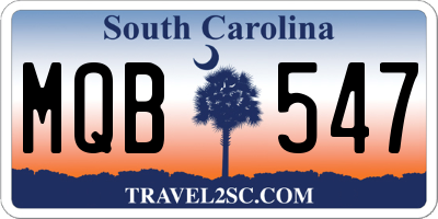 SC license plate MQB547