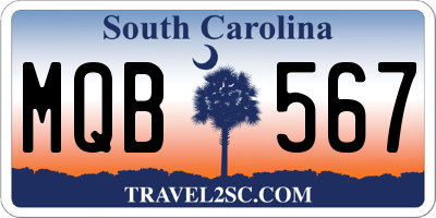 SC license plate MQB567