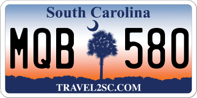 SC license plate MQB580