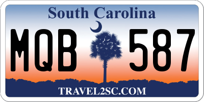 SC license plate MQB587