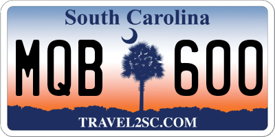 SC license plate MQB600