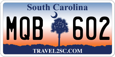 SC license plate MQB602
