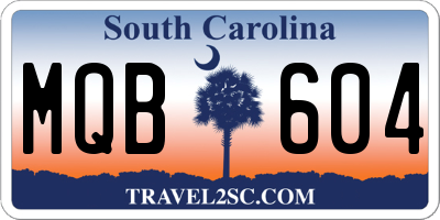 SC license plate MQB604
