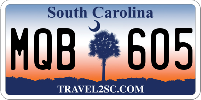 SC license plate MQB605