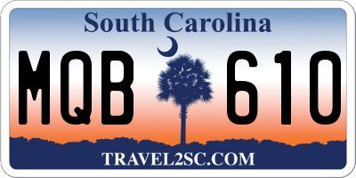 SC license plate MQB610