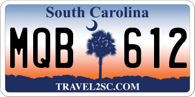 SC license plate MQB612