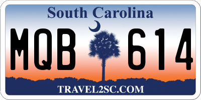 SC license plate MQB614