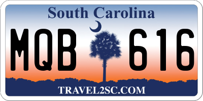 SC license plate MQB616