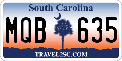 SC license plate MQB635