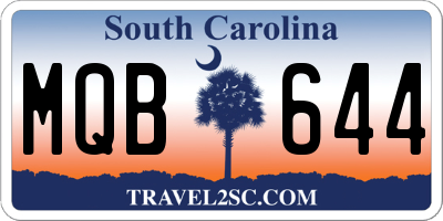SC license plate MQB644