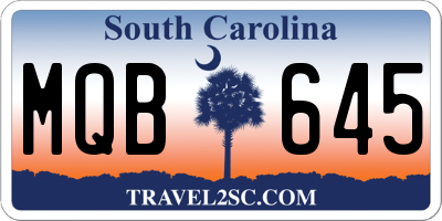 SC license plate MQB645