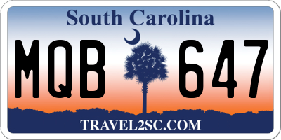 SC license plate MQB647