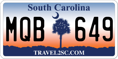SC license plate MQB649