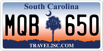 SC license plate MQB650