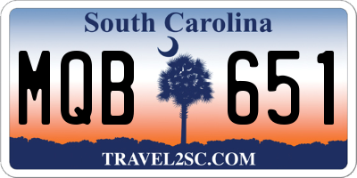 SC license plate MQB651