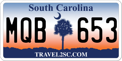SC license plate MQB653