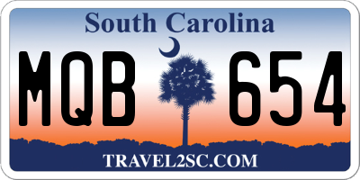 SC license plate MQB654