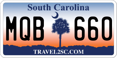 SC license plate MQB660