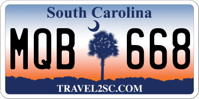 SC license plate MQB668