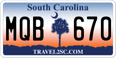 SC license plate MQB670