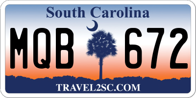 SC license plate MQB672