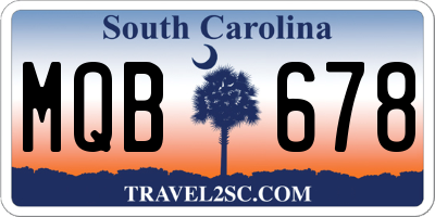SC license plate MQB678