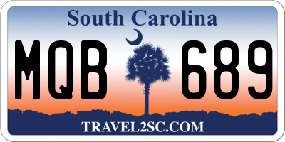 SC license plate MQB689