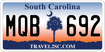 SC license plate MQB692