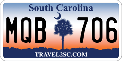 SC license plate MQB706