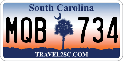 SC license plate MQB734