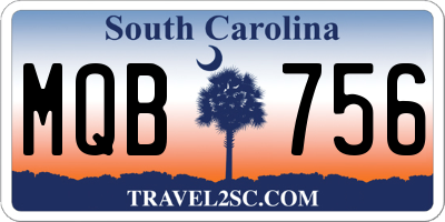 SC license plate MQB756