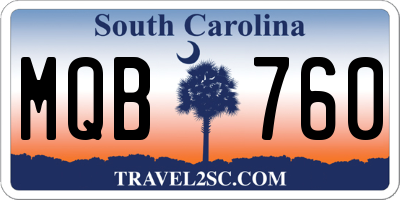 SC license plate MQB760