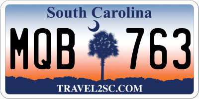 SC license plate MQB763