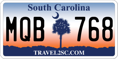 SC license plate MQB768
