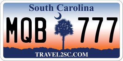 SC license plate MQB777