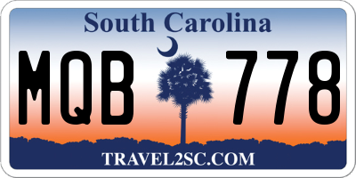 SC license plate MQB778