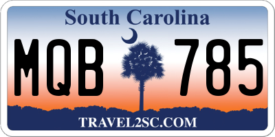 SC license plate MQB785