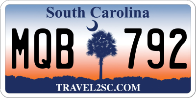 SC license plate MQB792