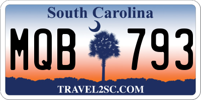 SC license plate MQB793