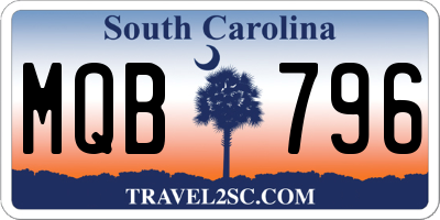 SC license plate MQB796