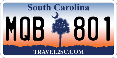 SC license plate MQB801