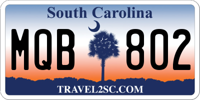 SC license plate MQB802